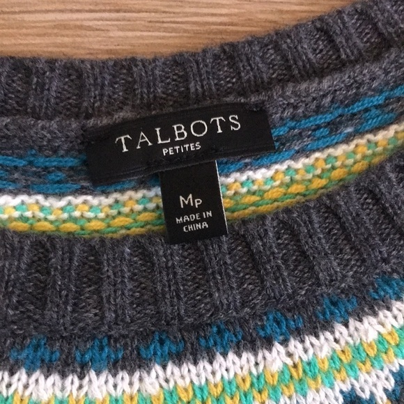 Talbots Petite Nordic Fair Isle Houndstooth Lambs Wool blend. Plaid. Size MP - Picture 4 of 6